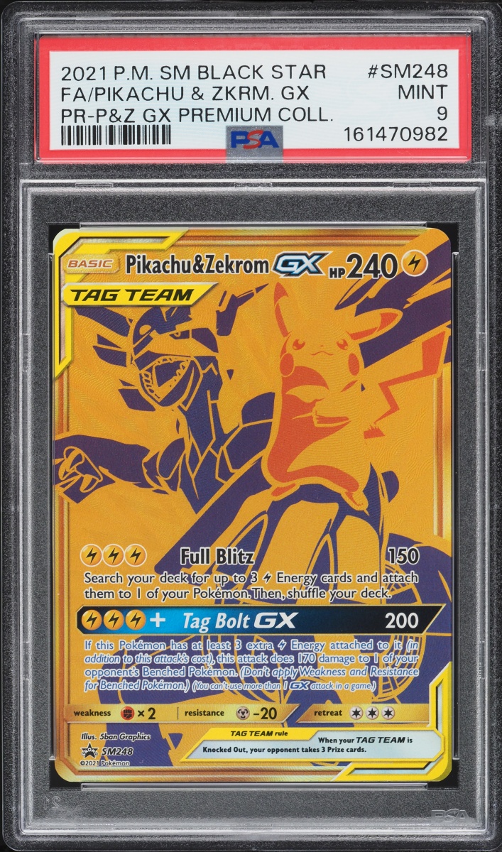 2021 Pokemon Sun & Moon Promo Premium Collection Full Art Pikachu & Zekrom GX #SM248 PSA 9 MINT