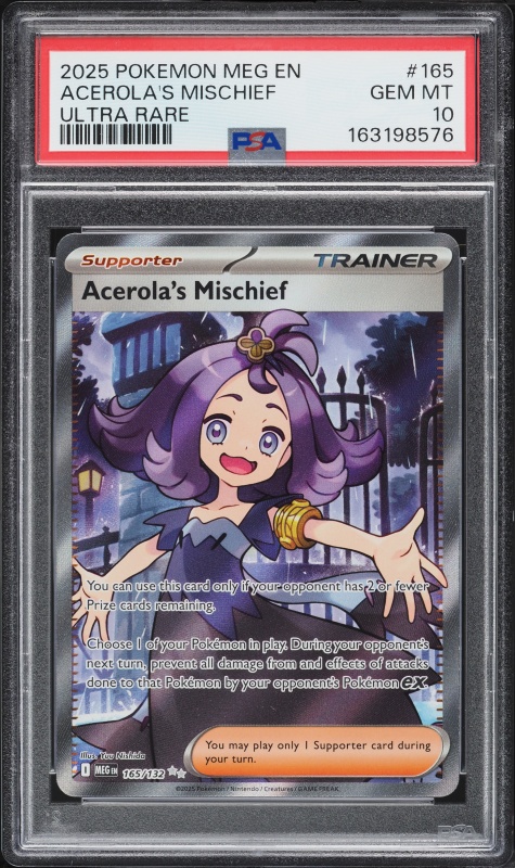 2025 Pokemon Mega Evolution Full Art Acerola's Mischief #165 PSA 10 GEM MINT