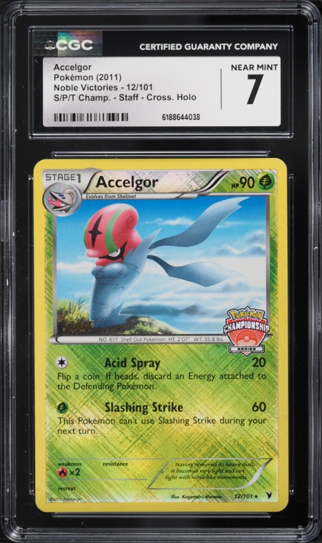 2011 Pokemon Noble Victories SPT Championship Staff Crosshatch Holo Accelgor #12 CGC 7 NRMT
