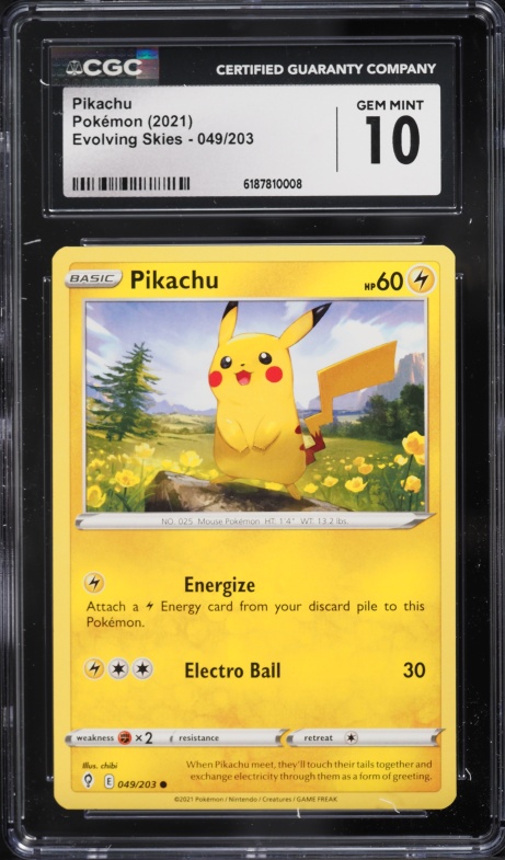 2021 Pokemon Sword & Shield Evolving Skies Pikachu #49 CGC 10 GEM MINT