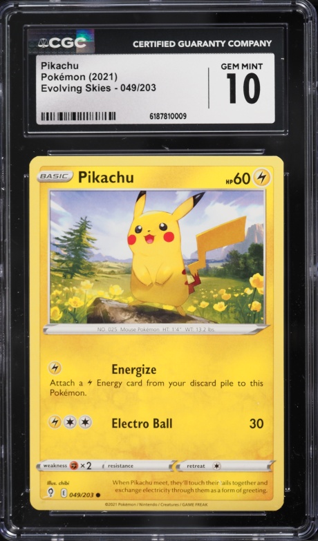 2021 Pokemon Sword & Shield Evolving Skies Pikachu #49 CGC 10 GEM MINT