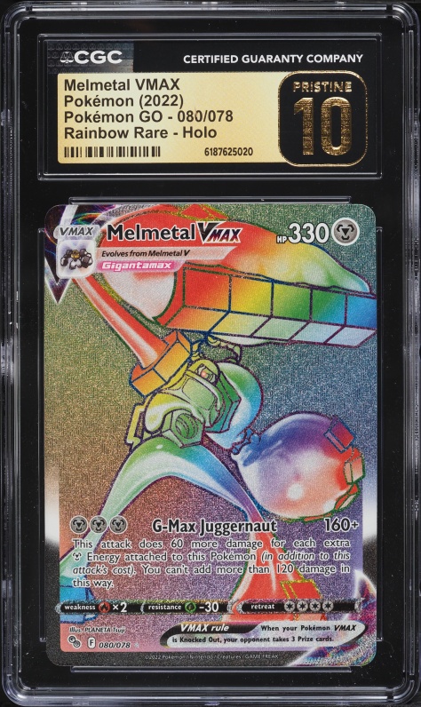 2022 Pokemon Sword & Shield Pokemon GO Rainbow Rare Melmetal VMAX #80 CGC 10 PRISTINE