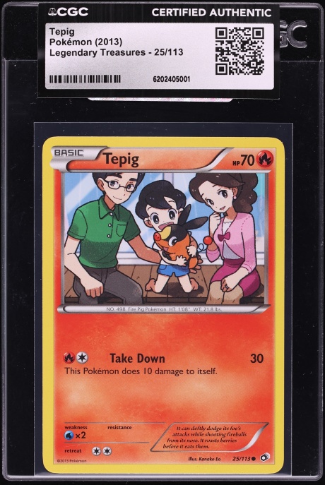 2013 Pokemon Black & White Legendary Treasures Tepig #25 CGC AUTH