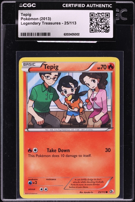 2013 Pokemon Black & White Legendary Treasures Tepig #25 CGC AUTH