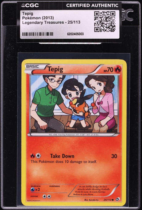 2013 Pokemon Black & White Legendary Treasures Tepig #25 CGC AUTH
