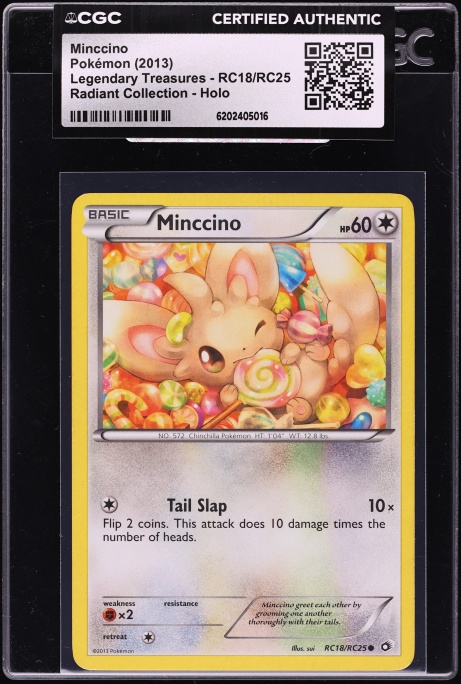 2013 Pokemon Black & White Legendary Treasures Radiant Collection Holo Minccino #RC18 CGC AUTH