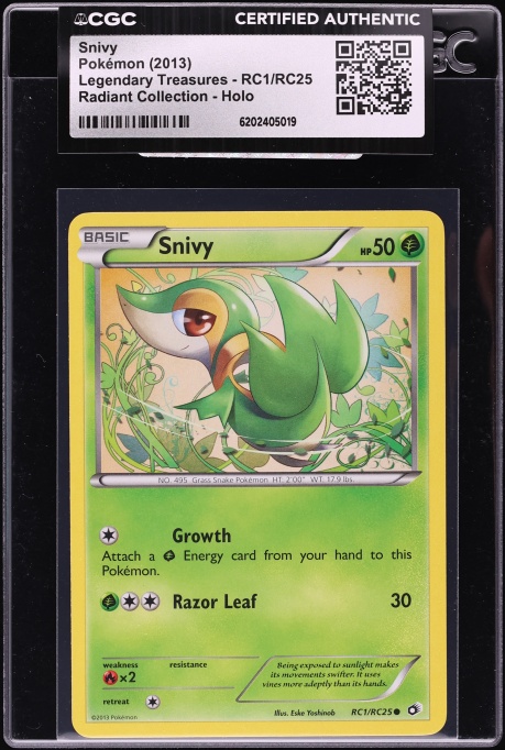 2013 Pokemon Black & White Legendary Treasures Radiant Collection Holo Snivy #RC1 CGC AUTH