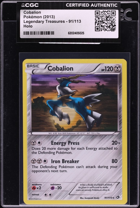 2013 Pokemon Black & White Legendary Treasures Holo Cobalion #91 CGC AUTH
