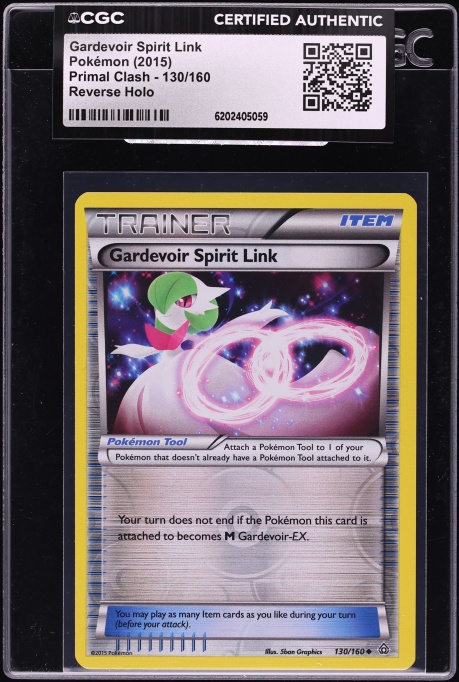 2015 Pokemon XY Primal Clash Reverse Holo Gardevoir Spirit Link #130 CGC AUTH