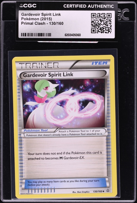 2015 Pokemon XY Primal Clash Gardevoir Spirit Link #130 CGC AUTH