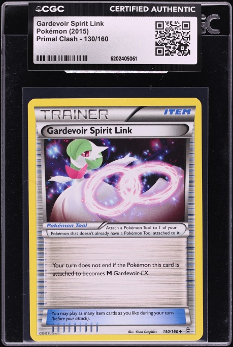 2015 Pokemon XY Primal Clash Gardevoir Spirit Link #130 CGC AUTH