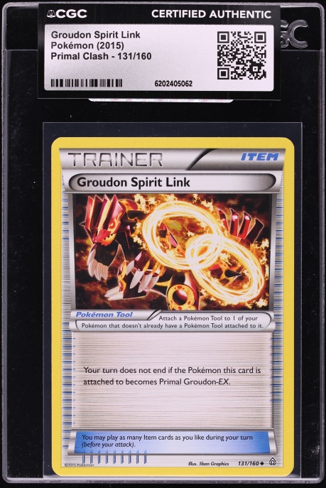 2015 Pokemon XY Primal Clash Groudon Spirit Link #131 CGC AUTH