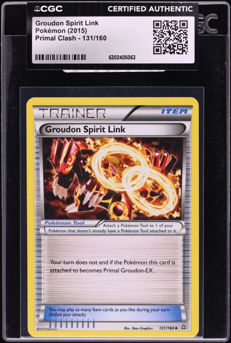 2015 Pokemon XY Primal Clash Groudon Spirit Link #131 CGC AUTH