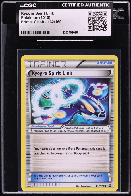 2015 Pokemon XY Primal Clash Kyogre Spirit Link #132 CGC AUTH