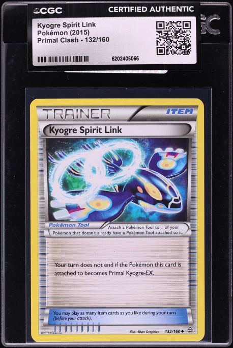 2015 Pokemon XY Primal Clash Kyogre Spirit Link #132 CGC AUTH