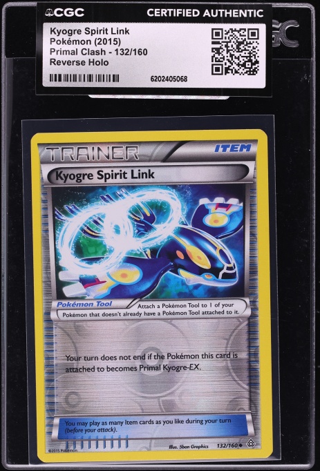 2015 Pokemon XY Primal Clash Reverse Holo Kyogre Spirit Link #132 CGC AUTH
