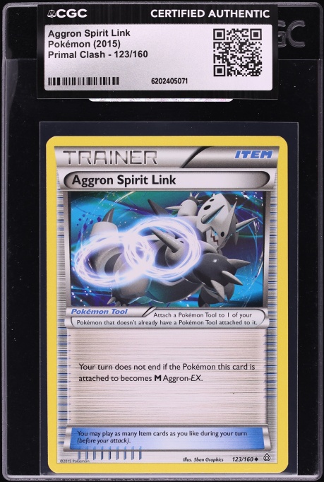 2015 Pokemon XY Primal Clash Aggron Spirit Link #123 CGC AUTH
