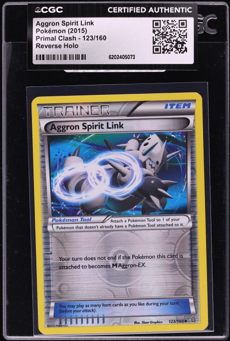 2015 Pokemon XY Primal Clash Reverse Holo Aggron Spirit Link #123 CGC AUTH