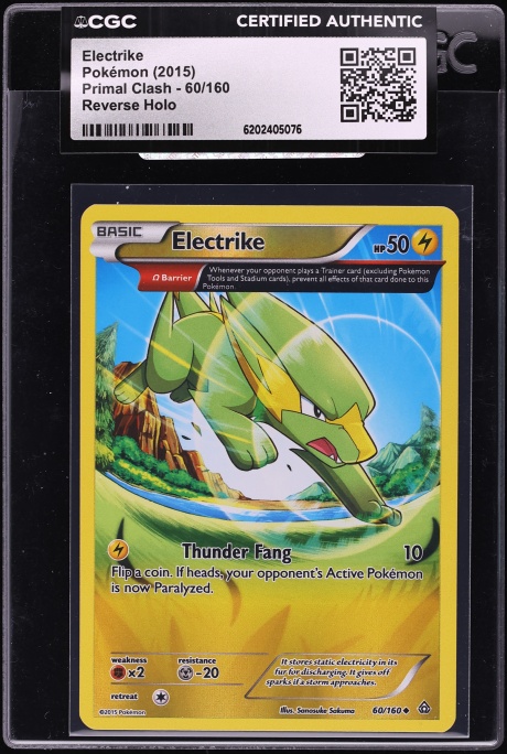 2015 Pokemon XY Primal Clash Reverse Holo Electrike #60 CGC AUTH