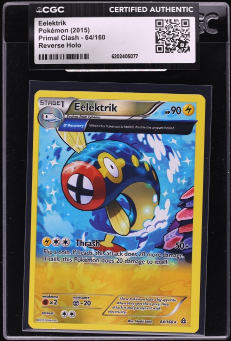 2015 Pokemon XY Primal Clash Reverse Holo Eelektrik #64 CGC AUTH
