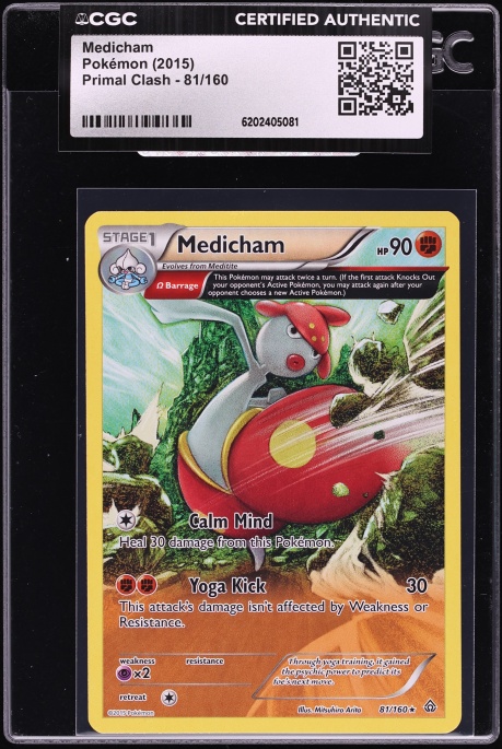2015 Pokemon XY Primal Clash Medicham #81 CGC AUTH
