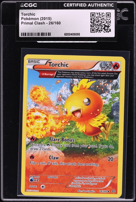 2015 Pokemon XY Primal Clash Holo Torchic #26 CGC AUTH