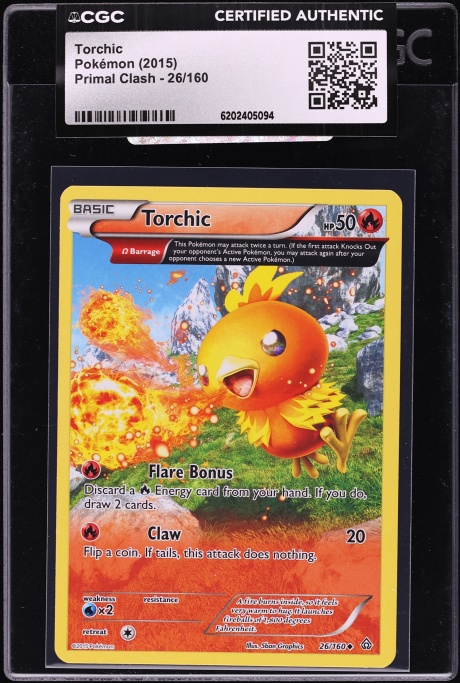 2015 Pokemon XY Primal Clash Holo Torchic #26 CGC AUTH