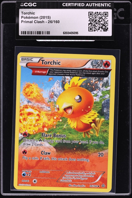2015 Pokemon XY Primal Clash Holo Torchic #26 CGC AUTH