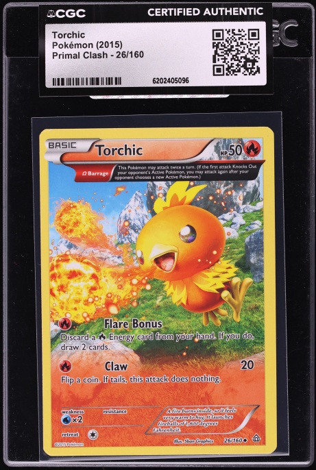 2015 Pokemon XY Primal Clash Holo Torchic #26 CGC AUTH