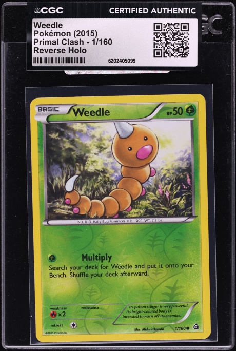 2015 Pokemon XY Primal Clash Reverse Holo Weedle #1 CGC AUTH