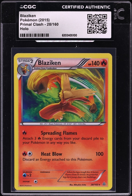 2015 Pokemon XY Primal Clash Holo Blaziken #28 CGC AUTH