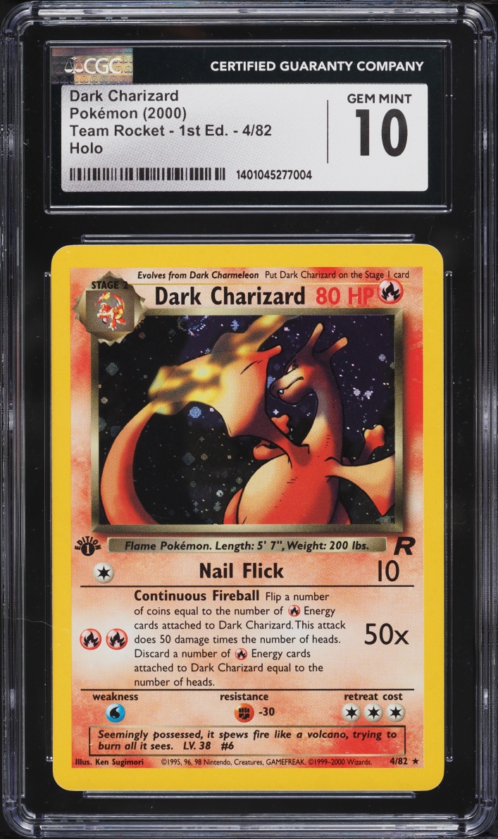 2000 Pokemon Team Rocket 1st Edition Holo Dark Charizard #4 CGC 10 GEM MINT