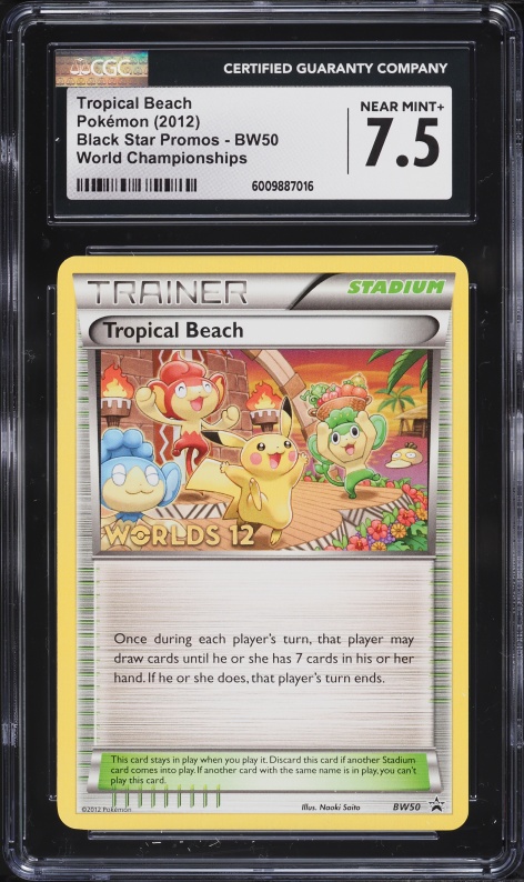 2012 Pokemon Black & White Promo World Championships Tropical Beach #BW50 CGC 7.5 NRMT+