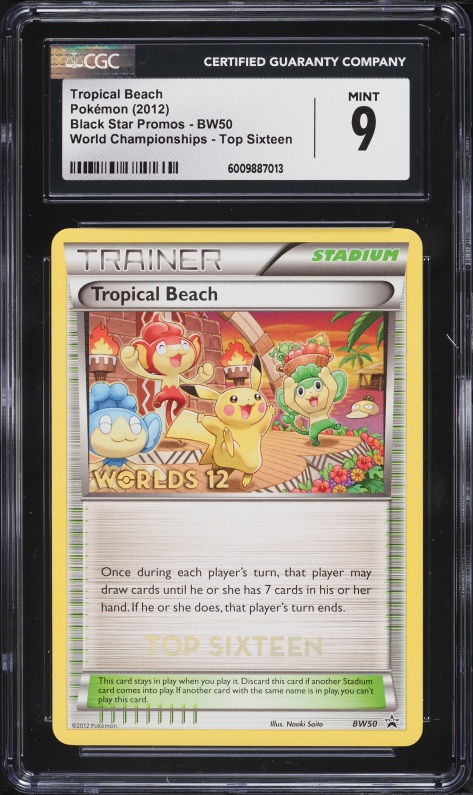 2012 Pokemon Black & White Promo World Championships Top 16 Tropical Beach #BW50 CGC 9 MINT