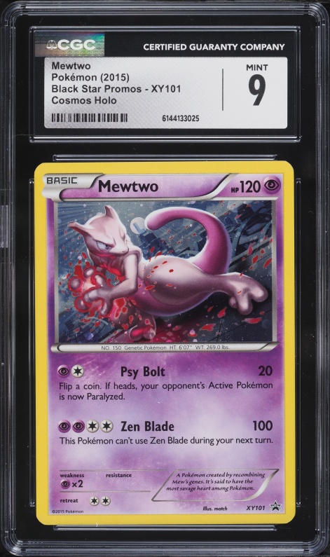 2015 Pokemon XY Black Star Promo Cosmos Holo Mewtwo #XY101 CGC 9 MINT
