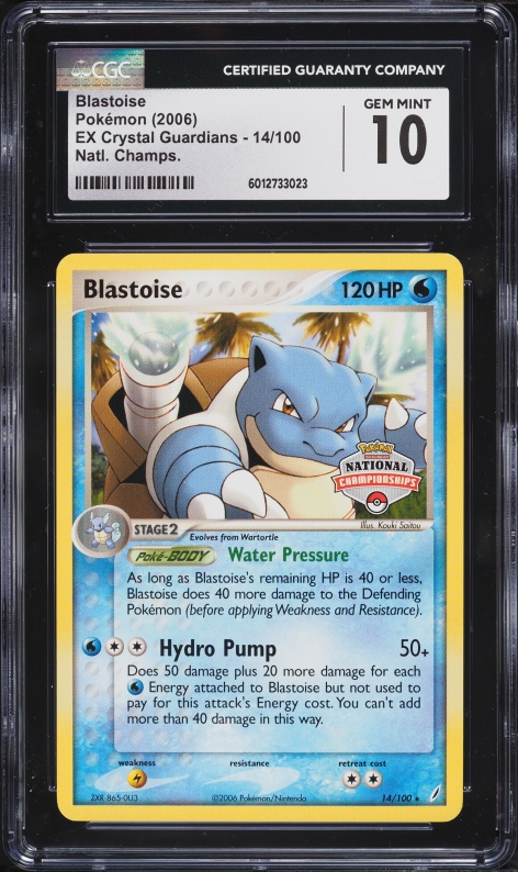 2006 Pokemon EX Crystal Guardians National Championships Blastoise #14 CGC 10 GEM MINT