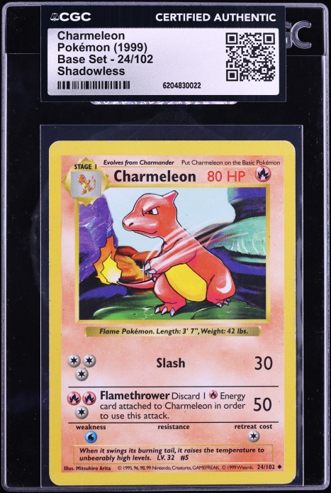 1999 Pokemon Base Set Shadowless Charmeleon #24 CGC AUTH