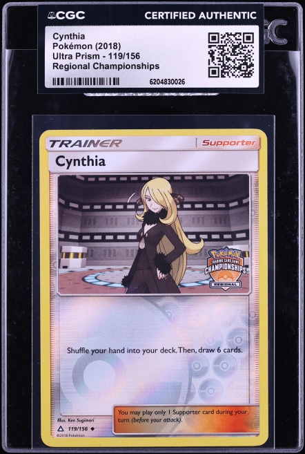 2018 Pokemon Sun & Moon Ultra Prism Regional Championships Cynthia #119 CGC AUTH