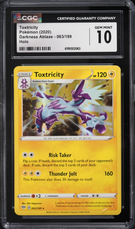 2020 Pokemon Sword & Shield Darkness Ablaze Holo Toxtricity #063 CGC 10 GEM MINT