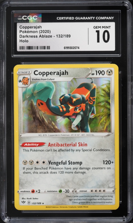 2020 Pokemon Sword & Shield Darkness Ablaze Holo Copperajah #132 CGC 10 GEM MINT
