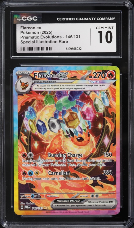 2025 Pokemon Scarlet & Violet Prismatic Evolutions SIR Flareon Ex #146 CGC 10 GEM MINT
