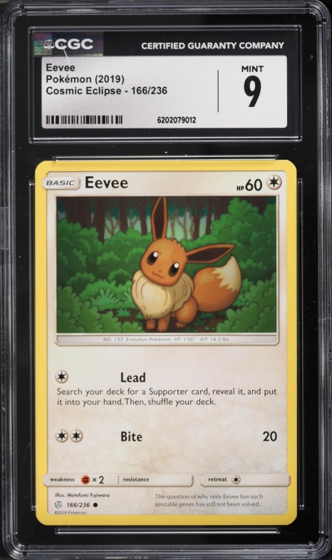 2019 Pokemon Sun & Moon Cosmic Eclipse Eevee #166 CGC 9 MINT
