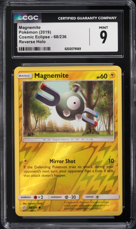 2019 Pokemon Cosmic Eclipse Reverse Holo Magnemite #68 CGC 9 MINT