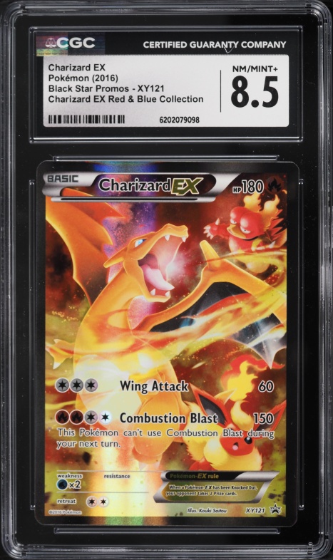2016 Pokemon XY Promo Red & Blue Collection Full Art Charizard Ex #XY121 CGC 8.5 NM-MT+