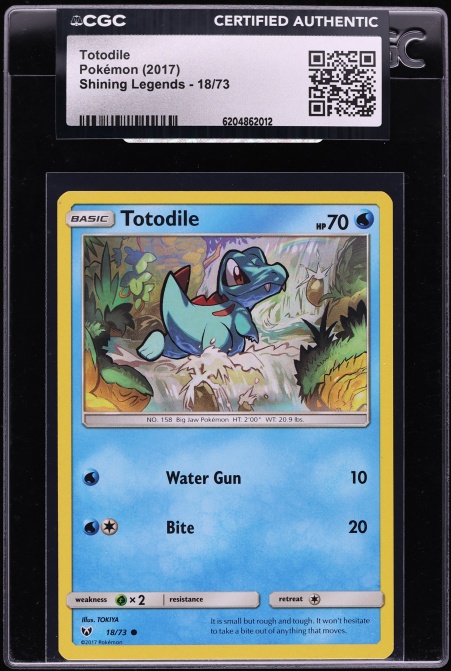 2017 Pokemon Sword & Shield Shining Legends Totodile #18 CGC AUTH