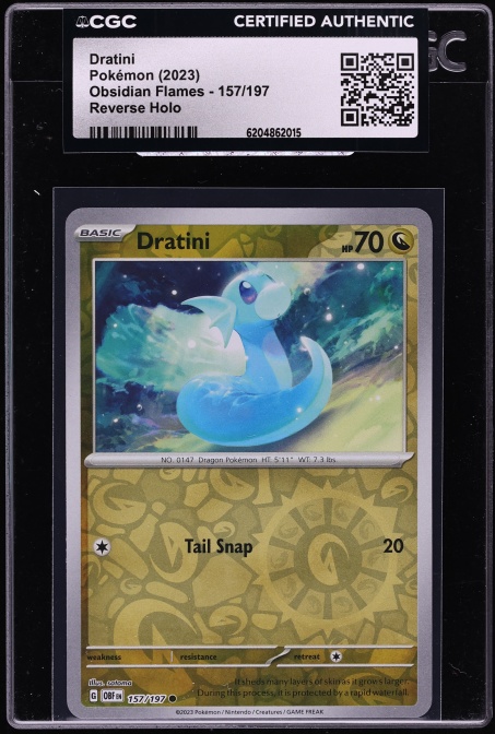 2023 Pokemon Scarlet & Violet Obsidian Flames Reverse Holo Dratini #157 CGC AUTH