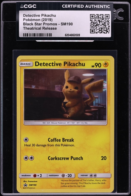 2019 Pokemon Sun & Moon Promo Theatrical Release Detective Pikachu #SM190 CGC AUTH