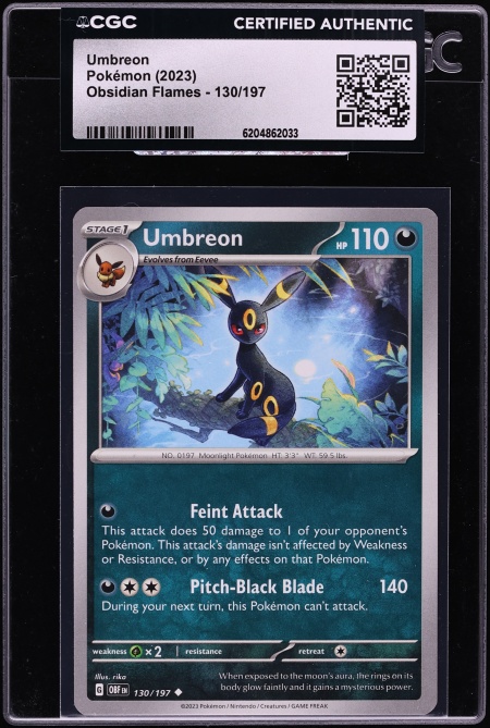2023 Pokemon Scarlet & Violet Obsidian Flames Umbreon #130 CGC AUTH