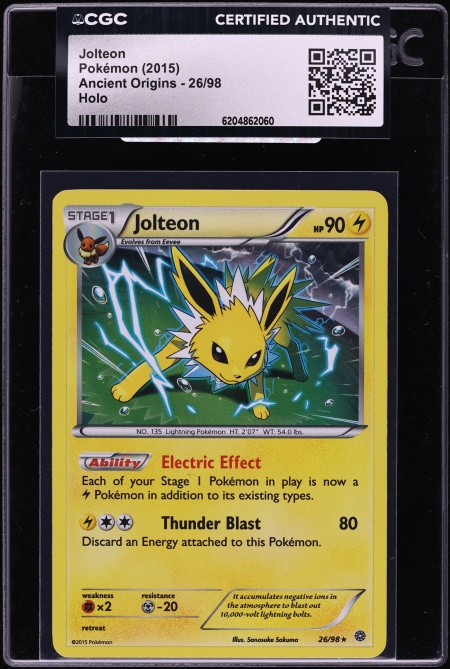 2015 Pokemon XY Ancient Origins Holo Jolteon #26 CGC AUTH