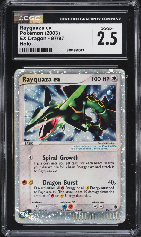 2003 Pokemon EX Dragon Holo Rayquaza Ex #97 CGC 2.5 GD+